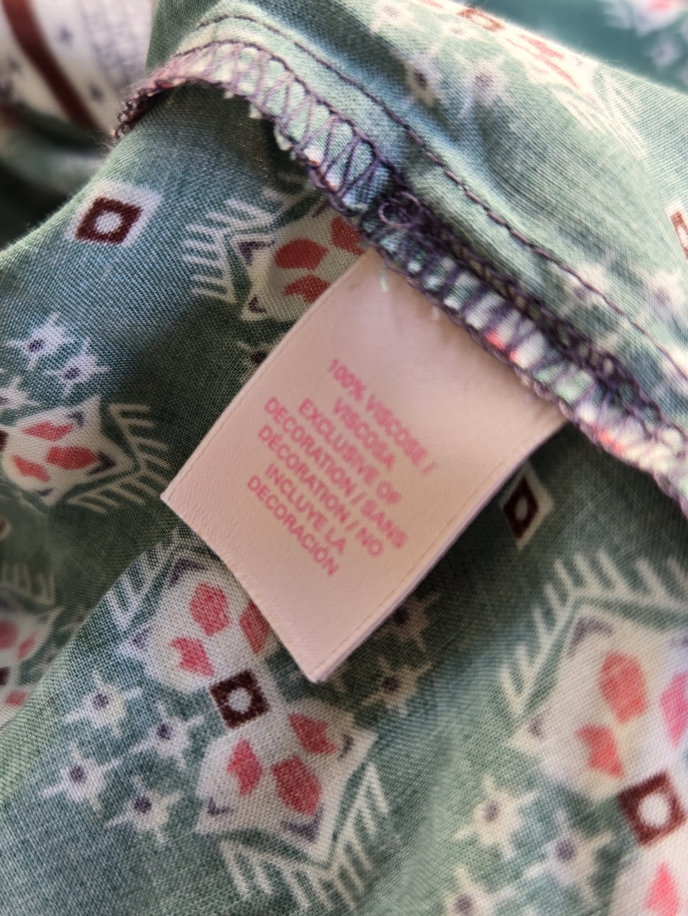 Victoria's Secret Boho Floral Fringe Kimono in Green & Navy - Picture 7 of 9